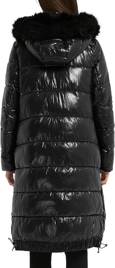 Stay warm and stylish this winter with this Winter Warmth Black Faux Fur Metallic Hooded Puffer Long Mid Length Coat. Constructed with high-quality faux fur and high-efficiency insulation, this coat is designed to keep you warm while looking chic. It features a removable hood, metallic accents, and a mid-length build for an elegant look. Two side pockets with sturdy zippers. Very comfortable to wear. Slim fit can easily show a charming and elegant figure, will make you more stylish and beautiful. Windproof: The surface of the fabric is smooth and soft, wind resistant, good quality, well-made and can maintain body temperature outdoors. Warm: The padded clothes provides lasting warmth against coldness, great for cool spring fall and cold winter weather. Oversize removable hood and faux fur c Mid Length Coat, Winter Knit Hats, Loose Fitting Tops, White Ducks, Black Faux Fur, Winter Weather, Sequin Beading, Leather Collar, Faux Fur Collar