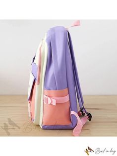 Bird in Bag - Four-Piece Nylon Waterproof Fabric Backpack Set for Women - Capacity, Veatile, Colored Academic Gift Purple Nylon Student Backpack, Casual Purple Backpack For Outdoor, Casual Purple Outdoor Backpack, Purple Outdoor Backpack With Zipper Closure, Waterproof Nylon Bags For Students, Waterproof Nylon Student Bag, Waterproof Nylon Backpack For Students, Functional Purple Nylon Backpack, Casual Purple Nylon Backpack