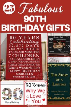 a collage of birthday gifts with the words, sayings and pictures on them