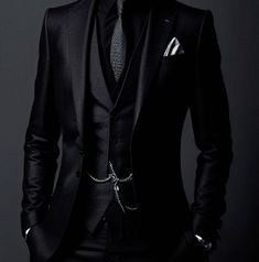 Ai simple vintage black suit. #goth #gothfashion #gothaesthetic #gentleman #gentlemanstyle #blackandwhite #blacksuit #mensclothing #mensfashion #menswear #menstyle #vintage #vintagestyle #fashion #formalwear #luxe #luxury #fashionphotography #style #stylefashion #darkacademia #aesthetic #mensstyleguide Black Male Suit Aesthetic, Aristocrat Suit Men, Mens Halloween Wedding Suits, Goth Mens Suit, Men In Suit Aesthetic Dark, Fancy Men Aesthetic, Wedding Suits All Black, Gothic Suits For Men, Rocker Groom Attire