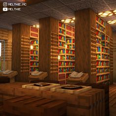 Minecraft Library Ideas, Interior Design Minecraft, Interior Minecraft, Minecraft Town, Minecraft Interior