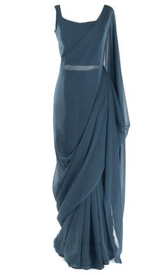 Night in Casablanca | Women's Saree – All Borrow Traditional Drape Chiffon Evening Dress, Elegant Summer Dresses With Traditional Drape, Fitted Traditional Drape Bridesmaid Dress, Fitted Draped Silk Chiffon Dress, Formal Chiffon Dress With Traditional Drape, Mens Indian Wear, Western Wear Dresses, Indian Wedding Wear, Western Wear For Women