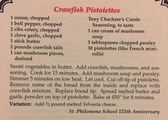 a recipe for crawfish pickles is shown in an open book with instructions