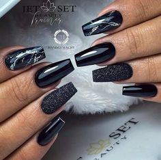 Black Nails Ballerina, Ballerina Nails Inspiration, Classy Black Nail Designs, Black Nail Designs Coffin, Black Ballerina Nails, Black Coffin Nail Designs, Nails Inspiration Ballerina, Ballerina Nail Art, Classy Black Nails