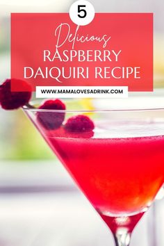 a raspberry daiquire drink in a martini glass with berries on the rim