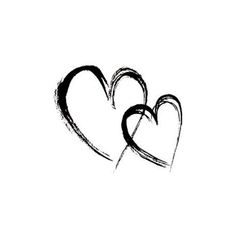 two hearts drawn in black ink on a white background