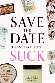 Unique Save The Dates Funny, Save The Date No Photo Ideas, Interesting Save The Date Ideas, Unusual Save The Date Ideas, Fun Save The Date Ideas Creative, Affordable Save The Dates, Ideas For Save The Date, Cool Wedding Save The Date, Original Save The Date Ideas