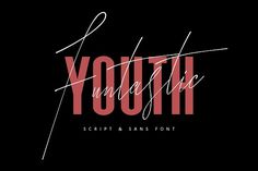 the logo for youth script and sanss font, which is handwritten in red ink