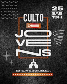 the poster for culto de veras is shown in white and orange on black