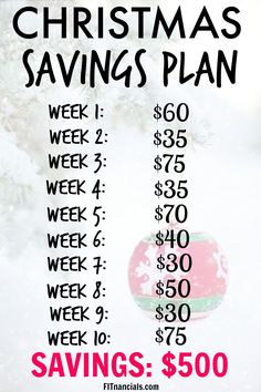 the christmas savings plan is shown in pink and green