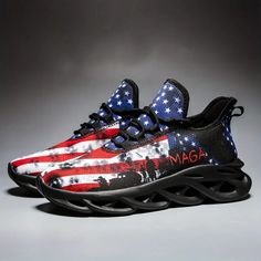 Independence Day 2024 Lightweight Shock Absorption Tough And Breathable Running Shoes For Men Soft Sole Mesh Fabric | Shop The Latest Trends | Temu Runners Shoes, Patriotic Fashion, The Patriot, The American Flag, Dynamic Design, Mens Fashion Shoes, The Freedom, New Print, Shoes For Men