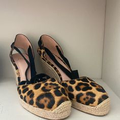 These Are Beautiful! They’re Real Calf Fur, And Authentic J Crew (Not J Crew Factory/Outlet). I Purchased Them, But Are Slightly Too Big For Me And I Couldn’t Make Them Work. I Purchased Them On A Trip Out Of Town, And Wasn’t Able To Return Them. My Loss Is Your Gain! New, Never Worn Outside Of Trying Them On. I No Longer Have The Box, But The Stickers Are Still On The Soles. They Are Stunning In Person And Are Serious Show Stoppers. Chic Leopard Print Heels For Spring, Leopard Print Heels With Round Toe For Summer, Summer Leopard Print Heels With Round Toe, Leopard Print Heels For Summer, Leopard Print Wedges, Wild Print, Factory Outlet, Espadrille Shoes, J Crew Factory