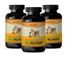 three bottles of dog relaxant sitting next to each other