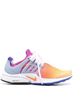 Blue Air Presto sneakers from NIKE featuring signature Swoosh logo detail, gradient effect, pull-tab at the heel, round toe, front lace-up fastening, branded insole and flat rubber sole. Nike Air Presto Woman, Nike Presto, Blue Air, Air Presto, Nike Air Presto, Swoosh Logo, Sneakers Blue, Pull Tab, Rubber Sole