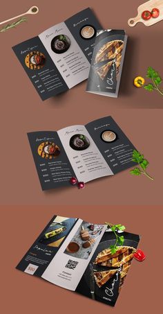 three fold brochure mockup with photoshopped images and text on it