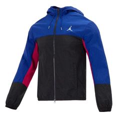 Air Jordan SS22 Colorblock Zipper Long Sleeves Hooded Jacket Blue DJ0253-455 Urban Blue Windbreaker With Double Hood, Urban Blue Windbreaker With Double-lined Hood, Sporty Blue Windproof Hooded Jacket, Urban Blue Windbreaker With Adjustable Hood, Blue Athleisure Hooded Jacket For Outdoor, Blue Nylon Hooded Jacket With Double-lined Hood, Hooded Patchwork Windbreaker For Outdoor Activities, Blue Color Block Track Jacket For Streetwear, Blue Color Block Track Jacket