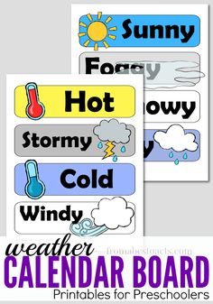 the weather calendar printables for preschool