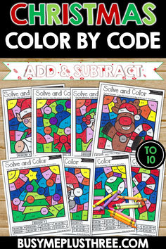 christmas color by code for kids and adults