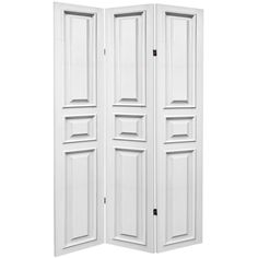 an open white room divider with four doors