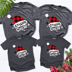 Cousin Crew Christmas Shirt, Matching Cousin Christmas Tshirt, Cousin Shirts, Christmas Party tee, Cousin Crew Shirt, Christmas Cousin shirt Hello! Thank you for supporting small businesses. My main priority here is the satisfaction of my customers. My t-shirts are Bella+Canvas brand. If Bella+Canvas is out of stock, I will send it from a brand of the same size and quality. If you want to buy this design in different product. I have a stock of SWEATSHIRT, HOODIE and LONG SLEVEE TEE. You can clic Family Matching Holiday T-shirt With Letter Print, Family Matching Holiday Tops With Letter Print, Family Matching Letter Print Holiday Tops, Family Matching Winter Tops For Gifts, Family Matching Graphic Print Tops For Winter, Casual Festive Tops For New Year, Christmas Holiday Crew Neck Shirt, Red Festive T-shirt With Letter Print, Casual Festive Tops For Christmas