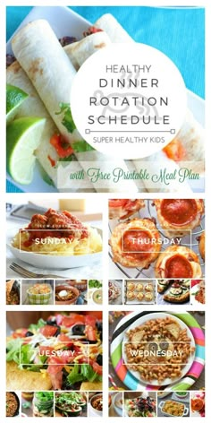 the healthy dinner schedule is shown with pictures and instructions to make it easier for you to enjoy