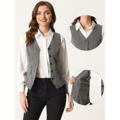 The formal business vest is a must-have for any fashion-forward wardrobe. The button front closure helps you put on and take off this vest easily. Pockets and the belt make it more designed. Styled with the trousers, necklace, chic bag, and high heels as your business look. Suitable for spring/summer/autumn/winter and many occasions, such as work, parties, and meetings. In a charming design, this special and elegant vest adds to your choice for the upcoming seasons. Elegant Vest, Business Vest, Work Parties, Chic Bags, Formal Business, Business Look, Put On, Autumn Winter, Fashion Forward