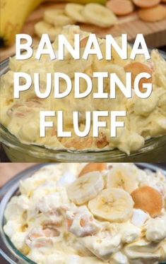 banana pudding fluff in a glass bowl