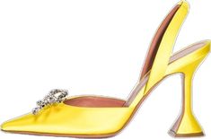 Yellow Embellished Evening Heels, Yellow Embellished High Heels, Glamorous Yellow Party Heels, Yellow Slingback Heels For Party, Yellow Open Toe Slingback Pumps For Party, Yellow Slingback Pumps For Party, Yellow Embellished Heels For Summer, Summer Yellow Embellished Heels, Embellished Yellow Heels For Summer