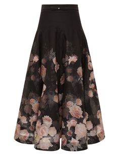 The Crush Flared Midi Skirt in Black Floral from our Resort 2025 Collection, Crush. A silk linen midi skirt featuring a fitted waistband, A-line silhouette and godet tucks throughout. Floral Silk Skirt, Resort 2025, Flared Midi Skirt, Linen Midi Skirt, Crush A, The Crush, One Piece Clothing, Midi Flare Skirt, Lace Wrap