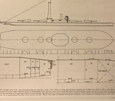 a drawing of a large boat on top of a sheet of paper with measurements below it