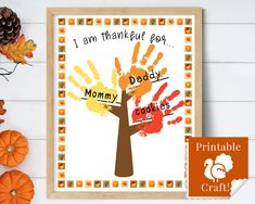 a handprinted poster with the words i am thanksgiving tree