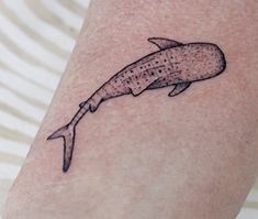 a small whale tattoo on the leg