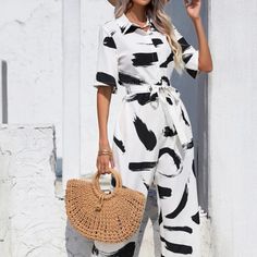 Brand New And Never Worn Best Loafers, Print Jumpsuit, Printed Jumpsuit, Black Print, African Fashion, Pant Jumpsuit, Jumpsuit Romper, White Black, White And Black