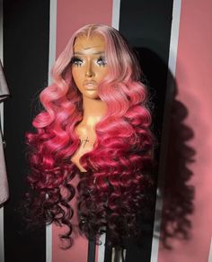 Neon Hair Color, Red Ombre Hair, Ombre Blond, Hair Curling Tutorial, Color Rubio, Blonde With Pink, Ombre Pink, Remy Human Hair Wigs