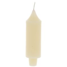 a white candle is lit on a white background