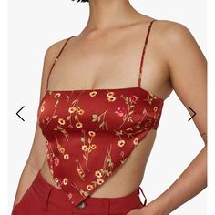 Brand New! Red Floral Print Tops For Party, Bandana Tank Top, We Wore What, Outfit References, Bandana Top, Floral Color, We Wear, Red Floral, Lady In Red