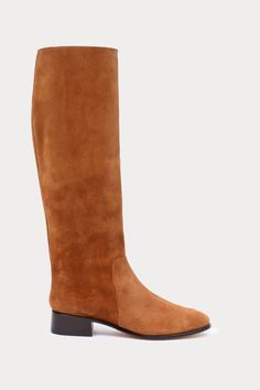 Tall Thora Boot Knee-high Calf Leather Boots With Stacked Heel, Soft Leather Boots, Low Block Heels, Suede Fabric, Leather Pulls, Boots For Sale, Fall 2024, Peru, Soft Leather