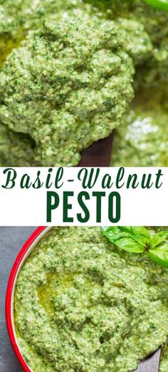 basil walnut pesto Pesto With Walnuts Recipes, Walnut Pesto Recipe, Basil Walnut Pesto, Pasta Lemon, Pesto Sauce Recipe, Pine Nut Recipes, Basil Pesto Recipes, Walnut Pesto, Basil Recipes