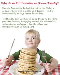 a young boy sitting at a table with a stack of pancakes in front of him