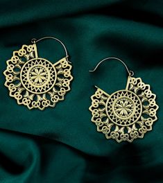 Golden brass solstice earrings / plug hoops. Attractive design for your plug collection. Fits nicely in 18G - 00G eyelets. Shop here and get free domestic shipping on orders of $20 or more! Plugs Earrings, Unique Earrings, Flower Design, Hangers, Flower Designs, Brass, High Quality, Design