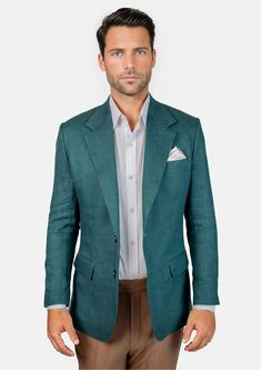 Ellis Deep Teal Linen Jacket - SARTORO White Linen Shirt, Body Posture, Body Proportions, Summer Favorites, Cotton Chinos, Stand Out From The Crowd, Linen Jacket, Deep Teal, Look Your Best