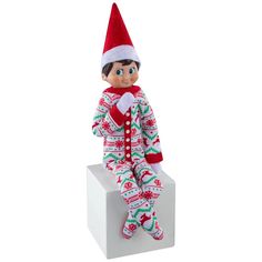 Holidays Are Lounging Days! When Cozy Comfort Is Required, Scout Elves Adore This Patterned All-In-One Pajama Set. Includes: One-Piece Fair Isle Patterned Pjs Bottle Gift Tags, Barbie Printables, Awesome Elf On The Shelf Ideas, The Elf On The Shelf, Elf Clothes, Baby Doll Accessories, Green Bedding, Baby Nursery Furniture, Multi Dress