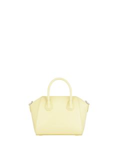 Antigona Handbag Luxury Yellow Tote Bag, Luxury Yellow Shopping Bag, Elegant Yellow Satchel Box Bag, Elegant Yellow Box Bag With Double Handle, Luxury Yellow Bag With Top Carry Handle, Yellow Top Handle Box Bag For Evening, Luxury Yellow Box Bag With Top Carry Handle, Yellow Shoulder Bag With Double Handle, Designer Yellow Bag With Top Carry Handle