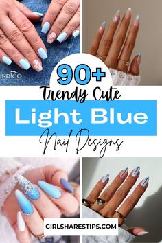 Explore our collection of 90+ light blue and baby blue nail designs tailored for spring, summer, fall and winter! These nail ideas include everything from cute dip nails adorned with flowers to elegant long coffin styles featuring heart designs. Ideal for spring celebrations like Easter or summer beach vacations, each look is easy to achieve at home. Add some sparkle with silver accents or opt for minimalist gray tones—perfect for weddings, graduations, homecoming events, and birthday bashes! French Tips With Design, Royal Blue Nails Designs, Classy Black Nails, Light Blue Nail, Blue Nail Ideas, Pastel Blue Nails, Light Blue Nail Designs, Bow Nail Designs, Glitter Gradient Nails