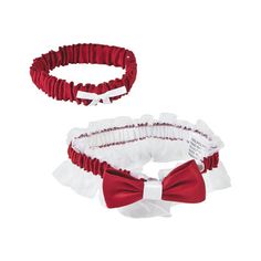 Keep one as a memento of your special day and toss the other one into the crowd at the wedding dance or reception! Both elastic garters have a coordinating bow, and one has an organza ruffle. Oriental Trading Company | Oriental Trading Company 2 Pieces Garter w / Bow Set 6.7 H x 4.8 W x 0.4 D in pink / red / whiteFabric | 6.7" H X 4.8" W X 0.4" D | Wayfair Ring Pillow Wedding, Garter Set, Bow Set, Satin Wedding, Wedding Dance, Garters, Toy Craft, Red Satin, Wedding Reception Decorations