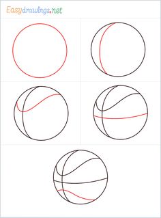 how to draw a basketball ball in four easy steps step by step drawing lesson for kids