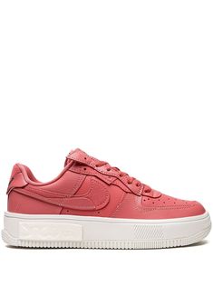 pink calf leather panelled design signature Swoosh logo detail perforated round toe front lace-up fastening chunky rubber sole signature React midsole These styles are supplied by a premium sneaker marketplace. Stocking only the most sought-after footwear, they source and curate some of the most hard to find sneakers from around the world. Nike Air Force 1 Fontanka, Rose Sneakers, Tenis Air Force, Detailing Logo, Nike Air Force 1 Low, Swoosh Logo, Air Force 1 Low, Nike Air Force 1, Pink Leather