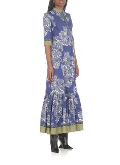 100% Cotton Lining:, 100% Viscose Spring Maxi Dress With Flared Hem, Spring Formal Dress With Flared Hem, Etro Print Duster, Etro Jacket Women, Etro Jackets, Bandana Dress, Etro Paisley Bag, Etro Dress, Etro Fall 2023 Ready-to-wear