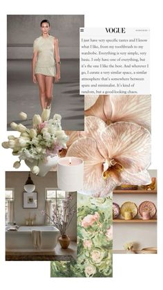 a collage of photos with flowers and vases