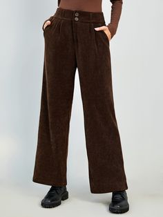 F00228408-402 Winter Brown Straight Pants, Brown Wide Leg Pants With Pockets For Winter, Brown Wide-leg Pants For Winter, Winter Straight Leg Brown Pants, Brown Straight Leg Pants For Winter, Winter Brown Straight Leg Pants, Brown Corduroy Bottoms For Winter, Brown Corduroy Straight Leg Bottoms, Brown Corduroy Winter Bottoms